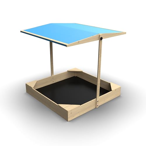 TP Toys - Bandeja de Arena con Dosel, Juegos al Aire Libre para niños, Juguetes al Aire Libre para jardín, 100 x 100 x 115 cm, con Lona de Fondo y sombrilla extraíble