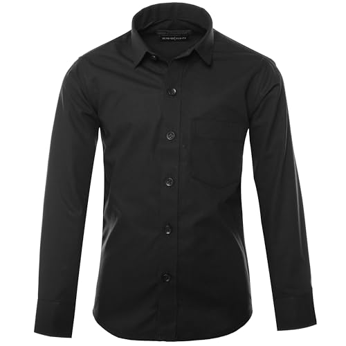 GILLSONZ A1New Kinder Party Freizeit Student Hemd Langarm (DE/NL/SE/PL, Numerisch, 164, 170, Regular, Schwarz)