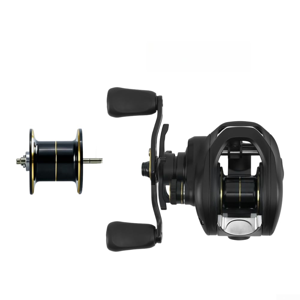DC - Carrete electrónico de pesca de cebo de freno 7.2:1, relación de engranaje, autoalimentado, línea antiestallido, guía de línea cónica, rodamientos de doble sellado para agua dulce y