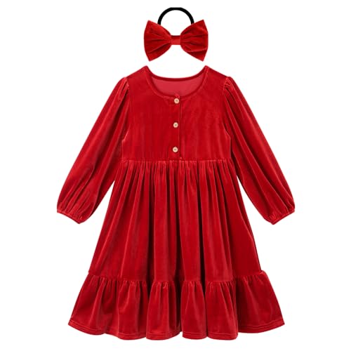 AWIBMK Mommy and Me Christmas Dresses Long Sleeve Velvet Dress Fall Winter Xmas Holiday Mom Daughter Matching Outfits4