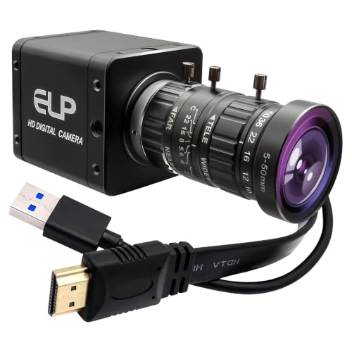 Image of 4K 60fps Streaming Camera, USB 3.0 Two HDMI Outputs, 10X Optical Zoom, 5-50 mm Telephoto Lens, Professional Video Camera with Manual Focus for Computer, Laptop, TV, High Speed PC Webcam