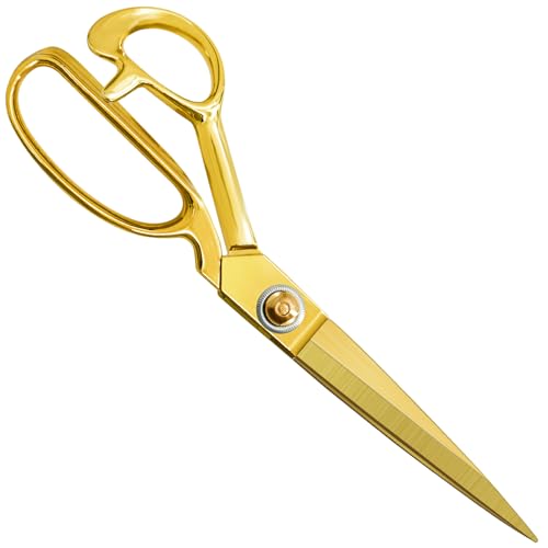 Premium Tailor Scissors,Gold Titanium Fabric Scissors Heavy Duty Sewing Scissor Leather Stainless Steel Shears Professional Comfort Grip Craft Household Scissor 10 Inch