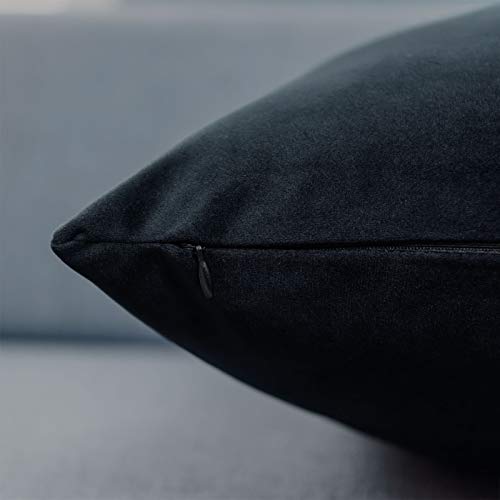 Juspurbet Decorative Velvet Throw Pillows Covers For Couch Bed Sofa,Pack Of 2 Soild Soft Cushion Cases,24X24 Inches,Black #TOP5