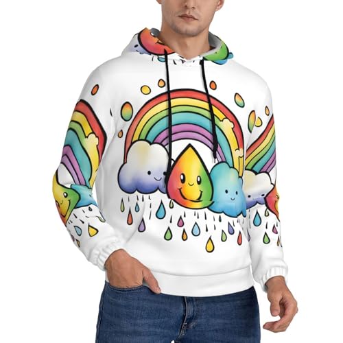 Pull à capuche homme noir 4XL sweat imprimé arc-en-ciel toutes saisons