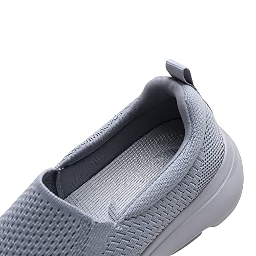 Poemlady Men's Slip On Walking Shoes - Lightweight Comfortable Mesh Casual Work Loafer Sneakers A/Gray #TOP4