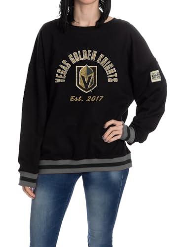 Calhoun NHL Womens French Terry Crewneck Sweatshirt Officially Licensed Team Pullover Sweat (Vegas Golden Knights Medium)