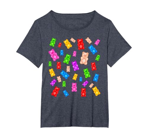 Gummy Bear Candy Mix T-Shirt, Women's Plus, Heather Blue, 1X
