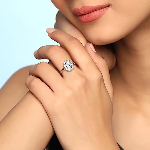 AD Studded Silver Tone Rings Combo of 3 Adjustable Birthday Gift for Women