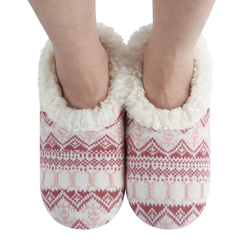 Image of Snoozies Nordic Sherpa-Lined Cozy Slipper Socks for Women Indoor, Womens Warm Slippers for Winter, Soft Slippers for Women