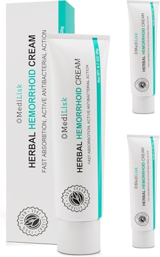 MediLisk Herbal Hemorrhoid Cream – Hemorrhoid Treatment – Fast Acting Formula for Supporting with Itching & Burning – Non-Steroidal Natural Formula – 0.7 oz – Pack of 2