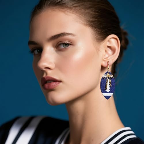 Football Earrings for Women Football Mom Accessorie Game Day Outfits Sparking Val Bowknot Sport Drop Earrings2