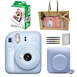 チェキ インスタントカメラ instax mini 12 ラッピングBOXセット フィルム20枚＆純正ケース＆チェキアルバム＆デコペン (ブルー)