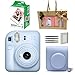 チェキ インスタントカメラ instax mini 12 ラッピングBOXセット フィルム20枚＆純正ケース＆チェキアルバム＆デコペン (ブルー)