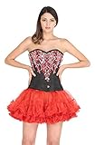Innenseite aus Baumwolltwill Schwarzes Brokat Pailletten Korsett Gothic Burlesque Kostüm Taille Trainer Overbust Top Gr. 68 DE/(Taille 117/119 cm), Schwarz