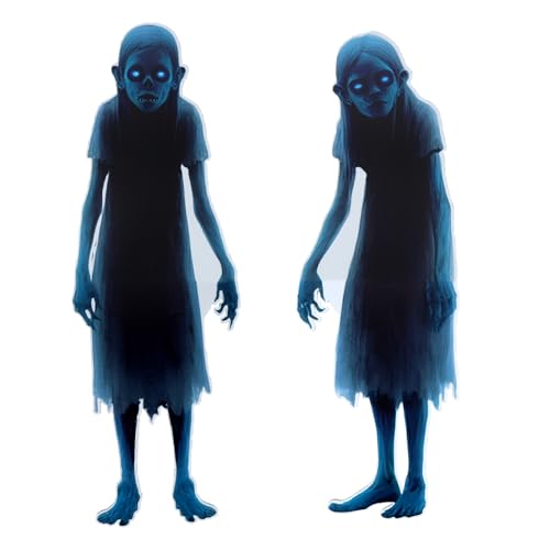 FACHOI Halloween Yard Decorations Ghost Yard Sign Reusable Ghost Stakes Spooky for Photo Backdrop Party Driveway Entrance Lawn Patio Haunted House Outdoor F1-KBYLCB (GBNH, 60CM)