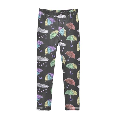 Doodle Umbrella Rain Colorful Girls Leggings Soft Stretch Workout Yoga Dance Pants for Kids Casual Tights