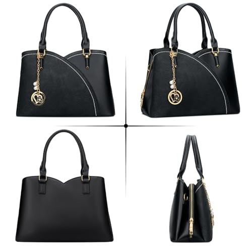 Image of KKXIU Triple Compartments Purses and Handbags for Women Fashion Ladies Satchel Shoulder Top Handle Bag