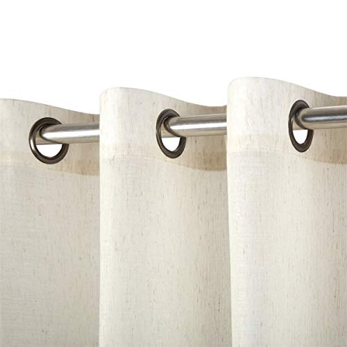 Loyolady Natural Linen Curtains 102 Inches Long 2 Panels Set, Linen Texture Sheer Curtains For Bedroom, Grommet Privacy Window Curtains & Drapes 72" W X 102" L #TOP1