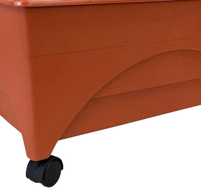 Emsco City Pickers Raised Planter Beds, Pack of 2 – Terra Cotta Colored Resin Raised Garden Boxes with Casters & Soil Aeration Grid – Durable Mobile Planters for Vegetables, Herbs & Flowers