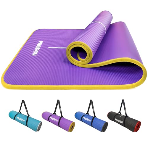 PROIRON Tapis de Yoga Epais 10MM, Antidérapant Tapis d'exercice Fitness, Tapis de Gymnastique pour Yoga Pilates Gym Exercices Sport Camping Voyage, en Mousse...