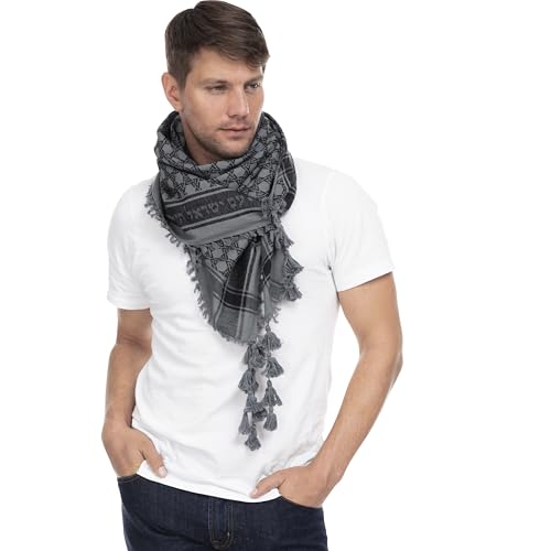 Sudra Jewish Scarf, Interlink Gray Scarf with Tassel for Men & Women Premium Fabric, Versatile as Neck or Head Scarf
