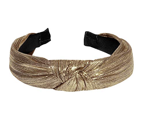 Image of Vogue Hair Accessories Solid Shimmer Fabric Knot Plastic Hairband Headband for Girls and Women (Shimmer Bronze)