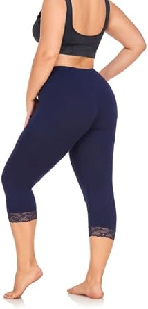 ELISS Womens Plus Size Capri Leggings,High Waited Soft Cropped Pants 3/4 Length Yoga Pants 1X-4X