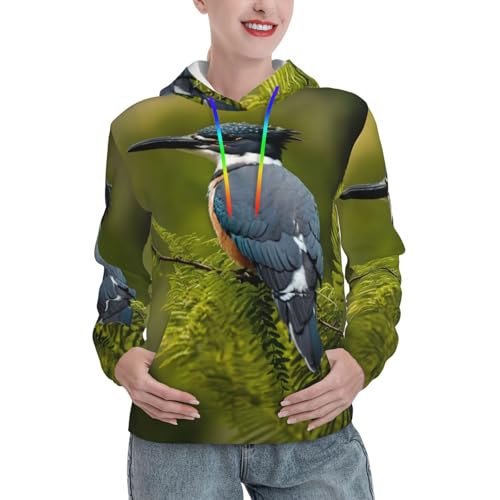Sweat à capuche oiseau femme EdWal - Pull ajusté de mi-saison avec poche kangourou