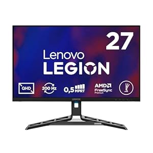 Lenovo Legion R27qe Gen 2 Gaming Monitor 27" QHD (2560x1440) IPS, 0.5ms MPRT, 200Hz, Ports 2x HDMI 2.1 + DisplayPort 1.2, DisplayPort Cable included - Raven Black