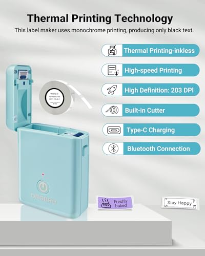 Image of ORGBRO Label Maker, Bluetooth Label Maker Machine with Tape, X1-Blue | Thermal Label Printer for Home, Office, School Organization, Fits Pre-Cut & Continuous Labeler, Sticker Maker, Blue
