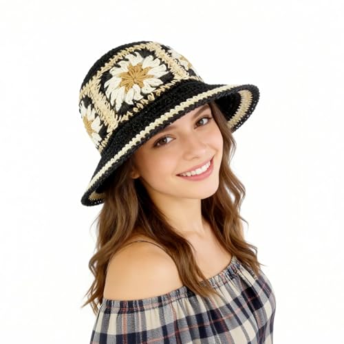 Gorro de verano tejido en paja para mujer, talla mediana miniatura 2