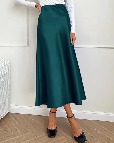 Image of BTFBM 2026 Summer Womens Skirts Silk Elegant High Waist Flowy Long Satin A-Line Midi Skirt Cocktail Wedding Party