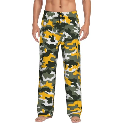 Yellow Green Camouflage Mens Pj Pants,Soft Men Lounge Pants,Mens Pajama Pants Bottoms,Sleep Pants For Men4