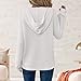Waffle Knit Tops for Women Long Sleeve Women's Oversized Pullover Hoodie Fall Hoodies Fashion 2025 Trendy, with Hood V Neck Loose Fit Hooded Sweatshirts Outfits White XL