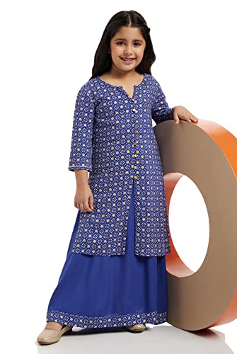 Image of Amazon Brand - Jam & Honey Rayon Girl Festive Printed Salwar Suit Set Which Is Both Comfortable And Stylish