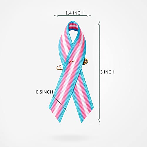 Image of 100 Pieces Transgender Awareness Ribbons Grosgrain Ribbon 1.4 * 3 inch