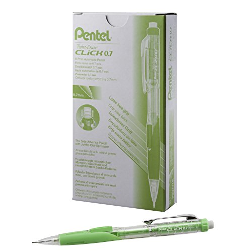Porte-mines Pentel Twist-Erase Click 0,7 mm avec corps transparent lot de 12