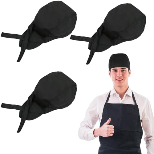 JEYORZY 3 pcs Gorro de Cocina Ajustable Unisex, Gorros de Chef en Polycotton para Unisex, Cubierta para la Cabeza para Cocinar Asar Bandana Cap, Bandana para Restaurantes, Cocinas, Cafeterías