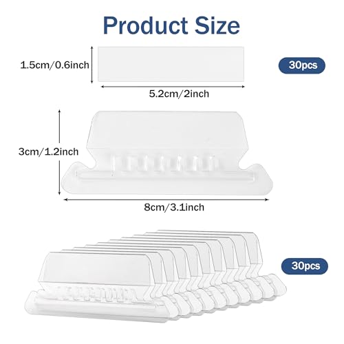 Abas de pasta de arquivos suspensas, conjunto de 30 abas transparentes de pasta de arquivo com inser