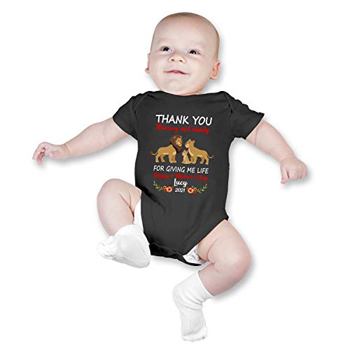 Personalized Custom Baby Name First Mothers Day Mom Onesie Bodysuit Black (Lion)