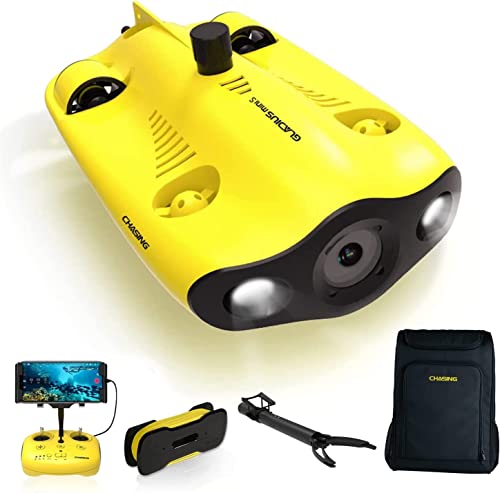 Chasing Gladius Mini S Upgraded Underwater Drone Diving Equipment 4K Resolution + EIS Camera Dive to 330ft, 660ft Radius Wide ROV, with Robotic Arm and Premium Backpack