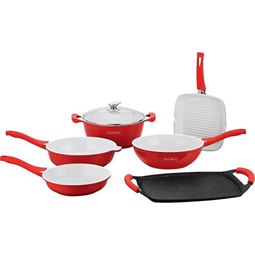 Batería de cocina Royalty Line RL-BS1009C, color rojo