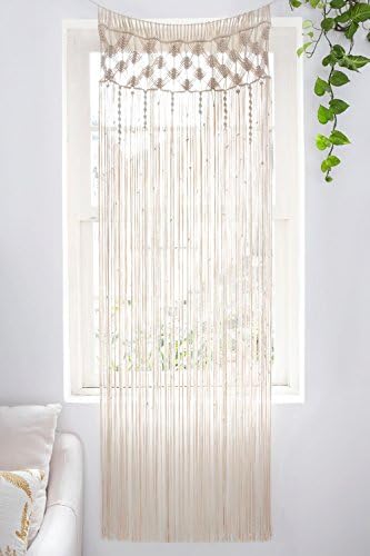 Mkono Macrame Curtain Wall Hanging, Doorway Window Curtains Decor Handwoven Wedding Backdrop Arch, Closet Room Divider Boho Wall Decor, 29" W x 80" L
