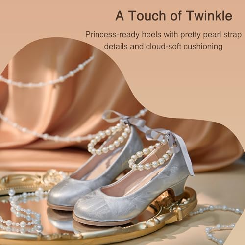 Image of THEE BRON Girls Low Heel Dress Shoes Mary Jane Party Wedding Flower Girl Pumps
