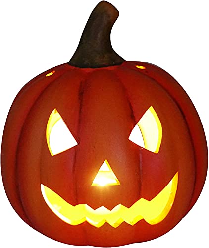Khevga Halloween Decorative Pumpkin Autumn Decoration Lantern LED Timer Illuminated (Warm White, Terracotta)