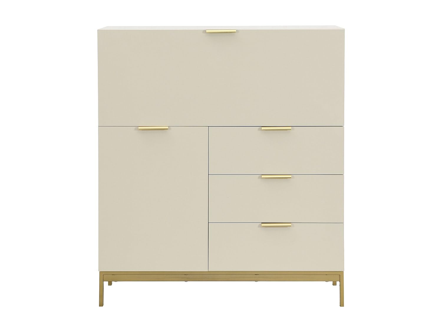 Vente-unique-Sekretär mit 2 Türen & 3 Schubladen - MDF & Metall - Beige - Erwin