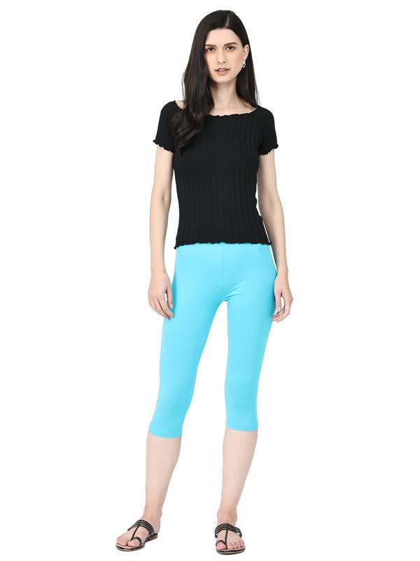 Image of Robinbosky Premium Stretchable Cotton Capri Legging for Women | Suitable for Formal wear & Casual wear | High-End Elastic Makes. The Leggings Squat Proof and Durable for Travel, Yoga, & Workout.