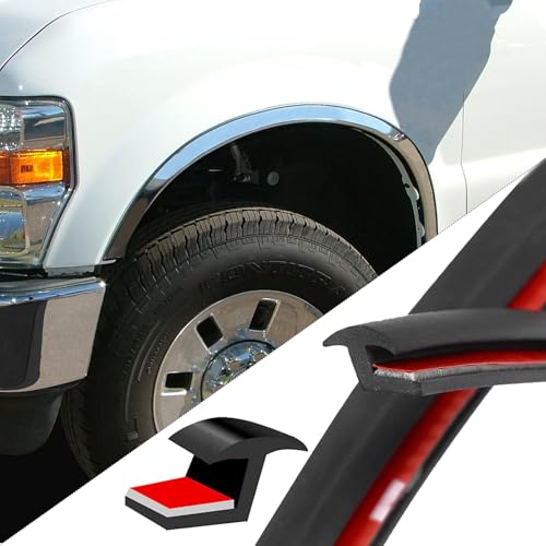 GoldWheel Fender Flares Wheel Edge Trim EPDM Rubber Material, Car Fender Flare Edge Seal for Auto Truck RV Wheel Arch Wells, Fender Flares Wheel Eyebrow Protector, Self-Adhesive T Style Gasket, 10FT