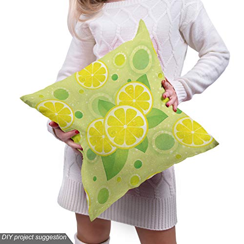 Image of Lunarable Vintage Fabric by The Yard, Lemon Lime Pattern in Retro Vintage Style Citrus Fruit Circles Natural Image, Decorative Fabric for Upholstery and Home Accents, 2 Yards, Yellow and Green