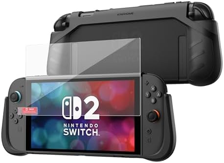 （06:30時点） KIWIHOME Switch 2 ケース 保護フィルム 付き P2 switch 2 専用 カバー スイッチ2 ケース Switch2 ガラスフイルム 強化ガラス 液晶ドック対応 一体式設計 全面保護 滑り止め 柔らかい ソフト 人間工学 握りやすい 傷防止 PC+TPU材質 着脱簡単 黄ばみなし 軽量 耐衝撃 スイッチ2 モデル 対応